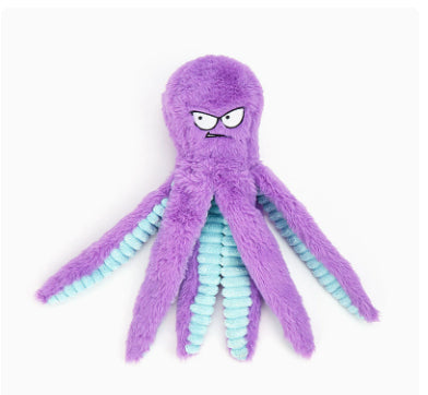 Blue Octopus Plush Dog Toy Purple