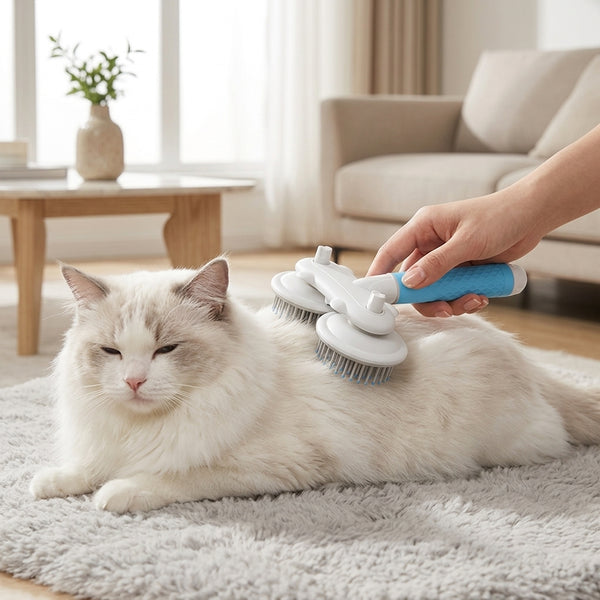 Self-Cleaning Slicker Brush – Double-Headed Cat & Dog Hair Removal Brush