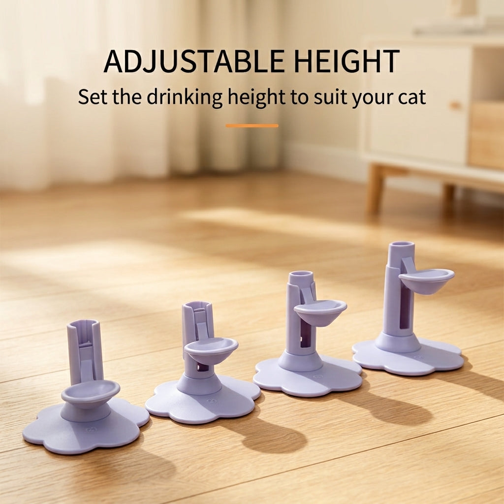 Adjustable height cat water dispenser with multiple drinking bowl positions