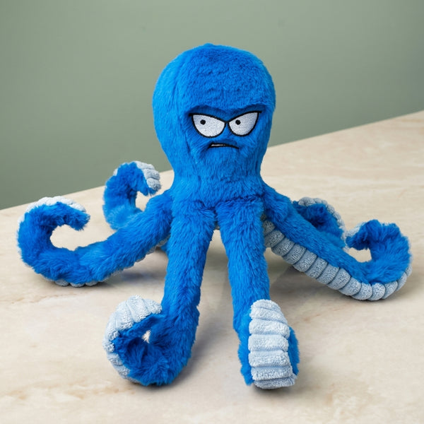Blue Octopus Plush Dog Toy – Tough Squeaky Interactive Chew Toy for Puppies