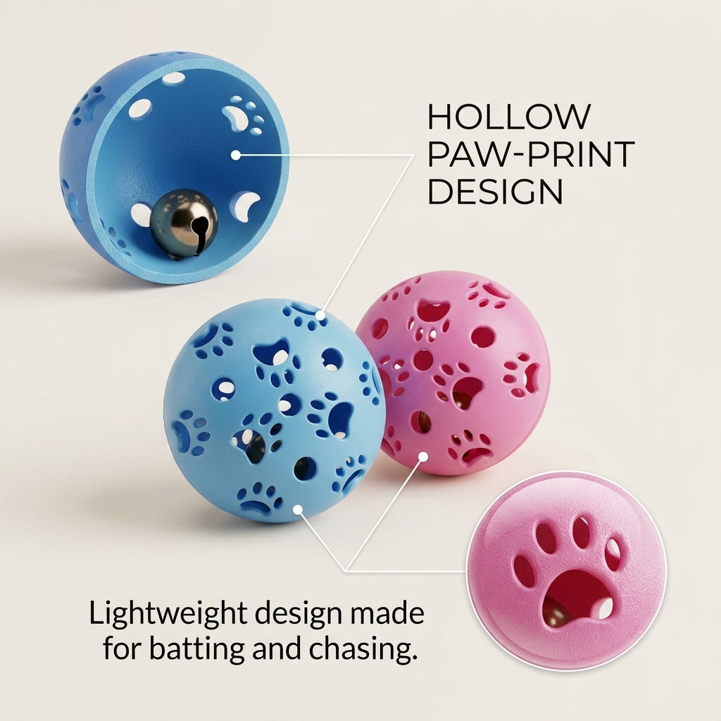 Hollow paw print design of interactive cat chase ball