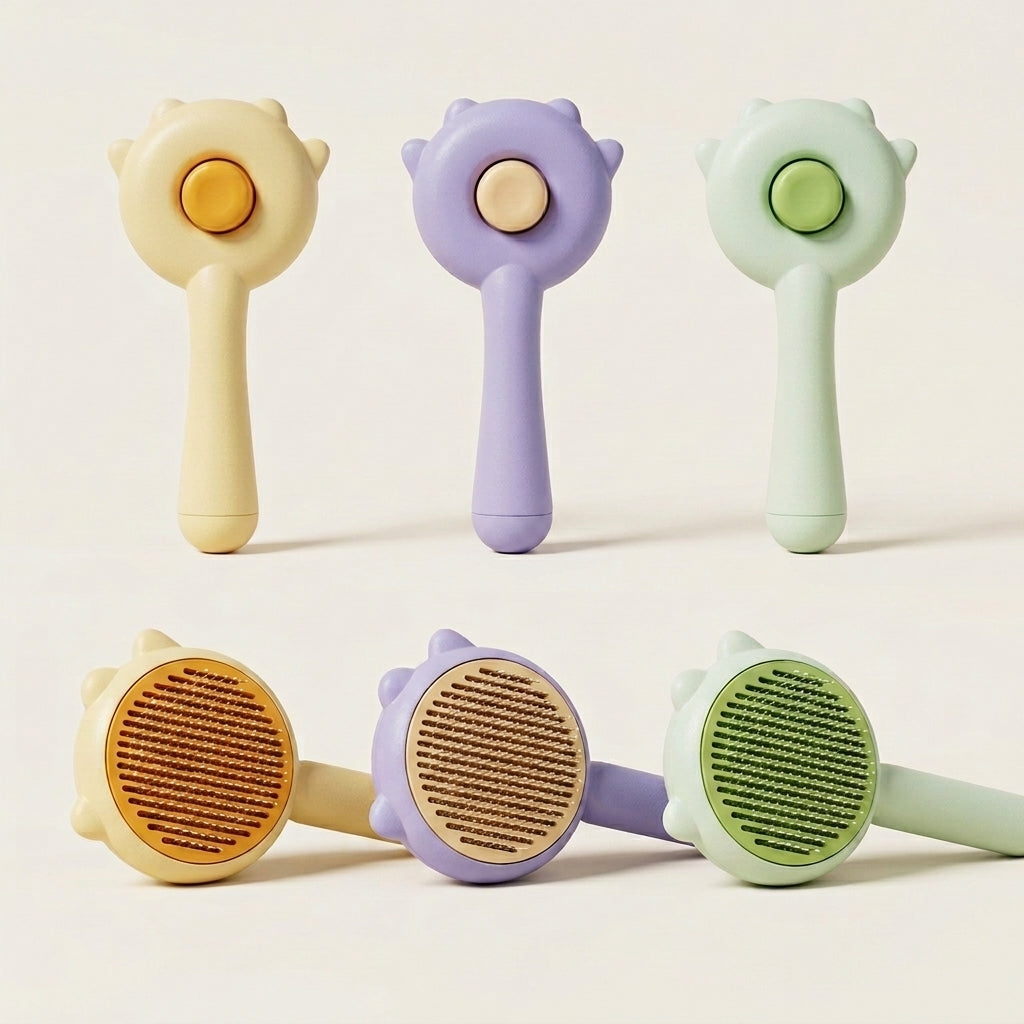 Cat grooming brush available in multiple colors